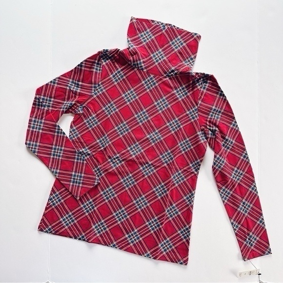 Talbots Tartan Mock Neck Long Sleeve Tee Top PS - Picture 2 of 5